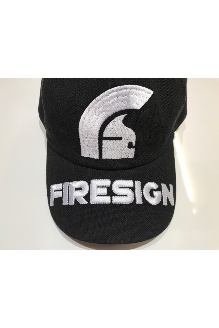 "HELM" - Black Baseball Cap with Embroidered Front Logo and "FIRESIGN" on the Visor