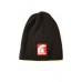 "POLAR" - Black Woolen Ski Hat with Red Patch/Embroidered Logo