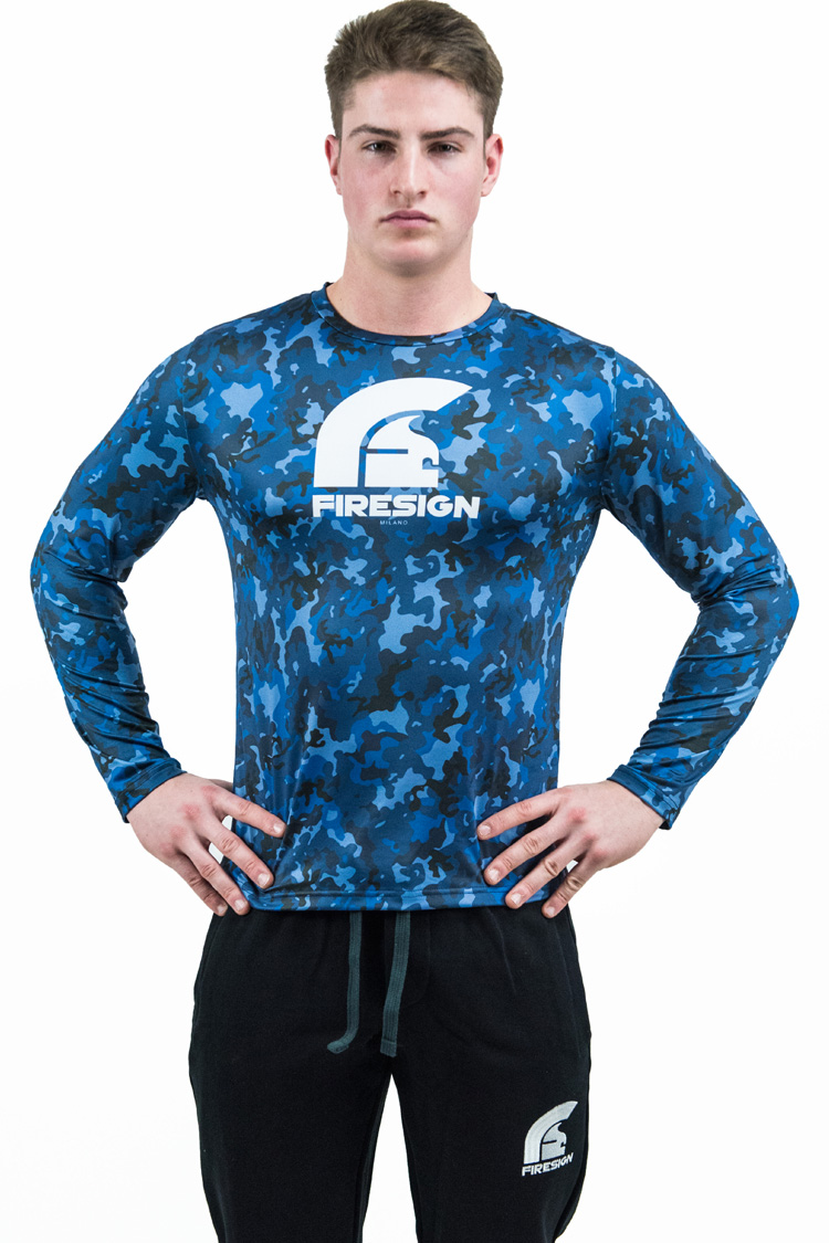 "PRAETORIAN 2.0" -  Pacific Blue Camouflage Compression Shirt with Long Sleeves