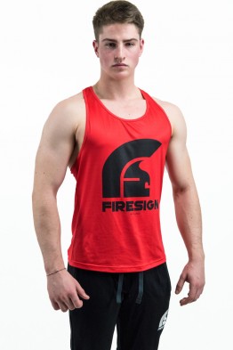 "LEGIONARY 2.0" - Red Racer Cut Tank Top for Man with Black Logo