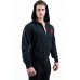 "TEMPLAR" - Black Hoodie for Man with Zip and Red Embroidered Logos