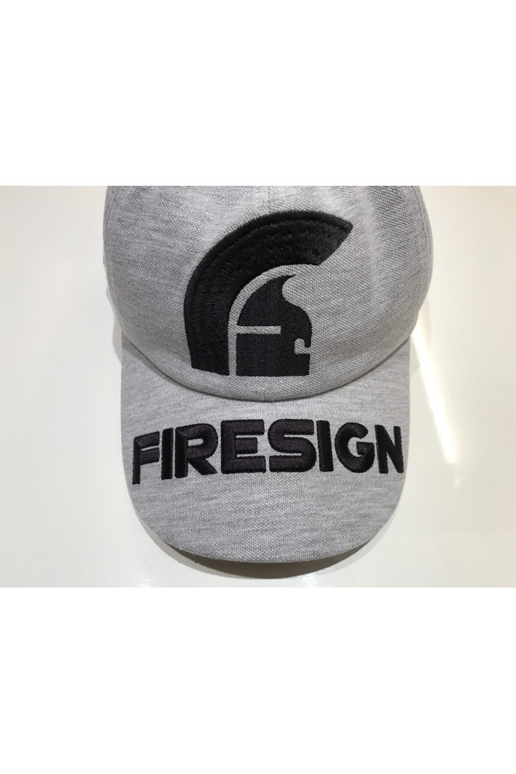 "HELM" - Melange Grey Baseball Cap with Front Embroidered Logo and "FIRESIGN" on the Visor