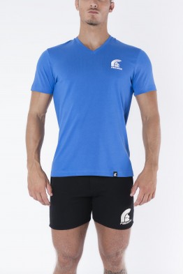 "DELPHI" - Blue V-Neck T-Shirt for Man with Embroidered Logo 