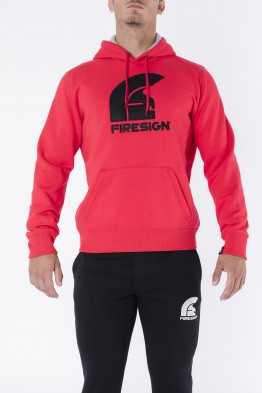"GLADIATOR" - Red Hoodie with Embroidered Firesign Logo