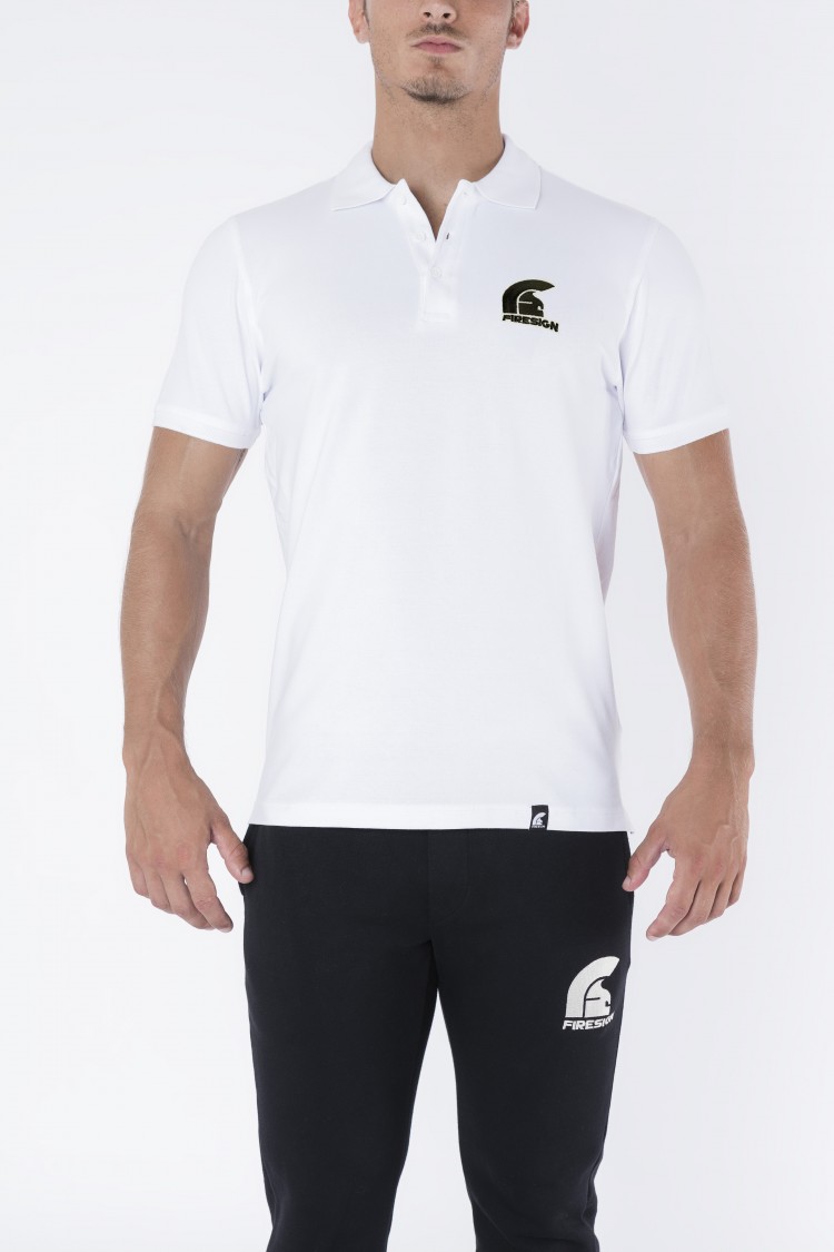 "CONSUL" - White Polo Shirt with Embroidered Logo