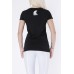 "STATUARY" - Black Compression T-Shirt for Woman with "Firesign Milano" Print 