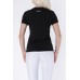 "DELPHI" - Black V-Neck T-Shirt for Woman with Embroidered Logo