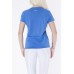 "DELPHI" - Blue V-Neck T-Shirt for Woman with Embroidered Logo
