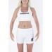 "MINI" - White Lycra Shorts for Woman with Printed Logo