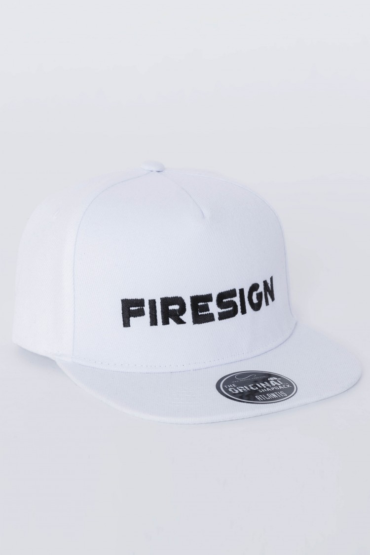 "SKATER" - White Hip Hop Cap with Embroidered "FIRESIGN"