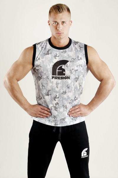 "ARMOUR" - Arctic White Camouflage Mesh Basketball Tank Top for Man