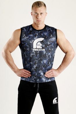"ARMOUR" - Pacific Blue Camouflage Mesh Basketball Tank Top for Man