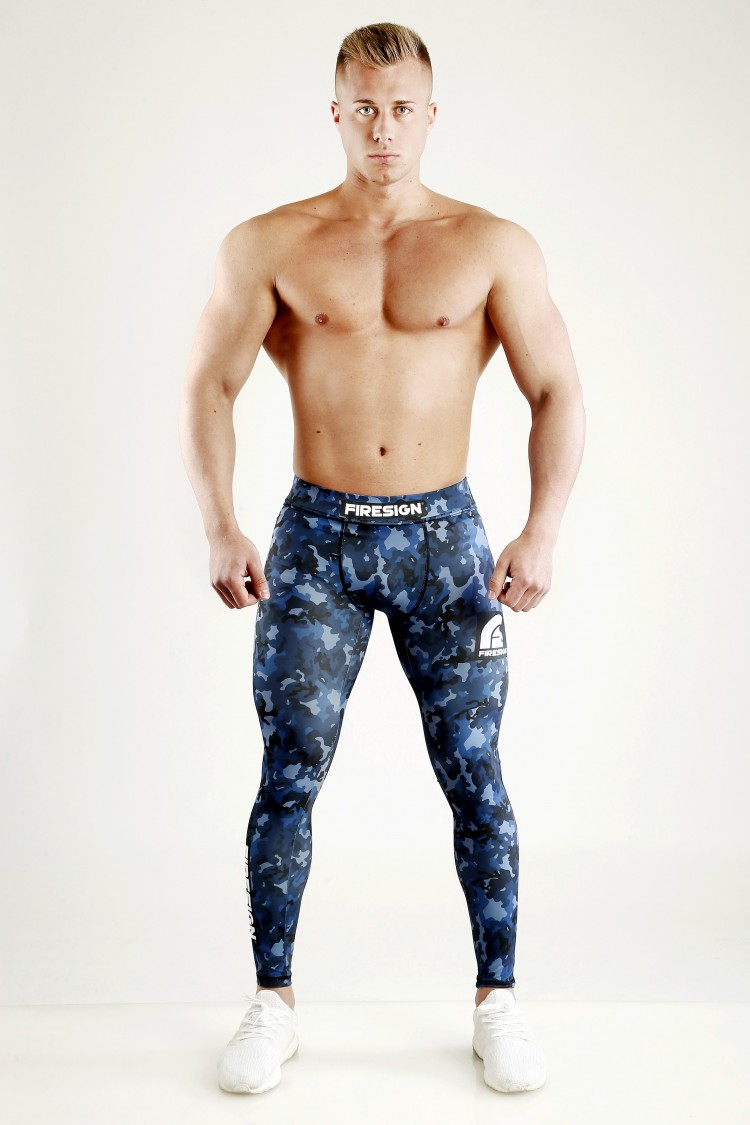 "SWAT" - Pacific Blue Camouflage Compression Lycra Tights for Man