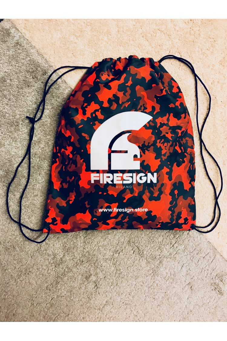 "LOADRUNNER" - Magma Red Camouflage Gym/Beach Bag with White Logo Print