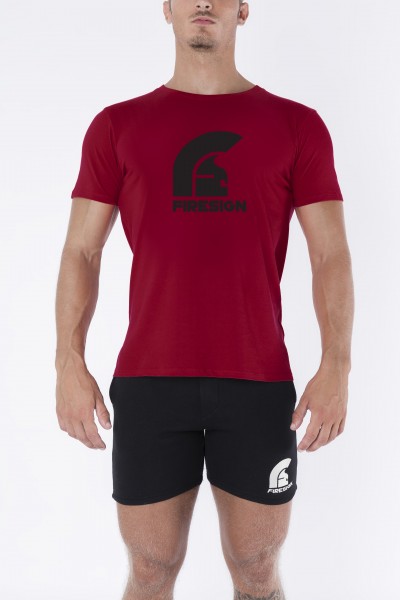 "SPQR" - Bordeaux Red T-Shirt with Black Logo Print