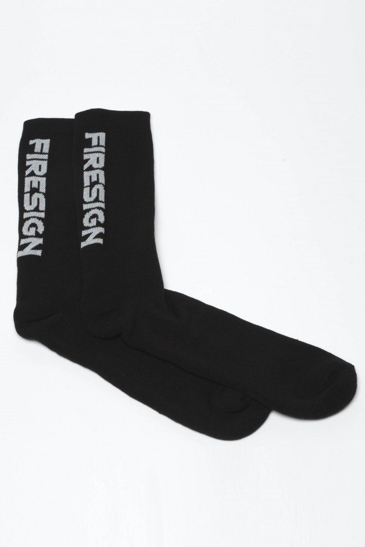 "STEP" - Black Gym Socks for Man with Embroidered "FIRESIGN"