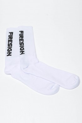 "STEP" - White Gym Socks for Man with Embroidered "FIRESIGN"