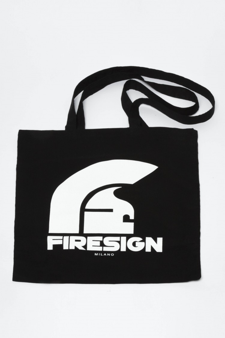 "TREASURE HUNT" - Black Shopping Bag with Logo Print