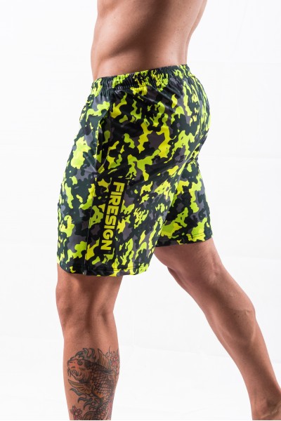 "NAVY FORCE" - Yellow Fluo Camouflage Swimwear Shorts for Man