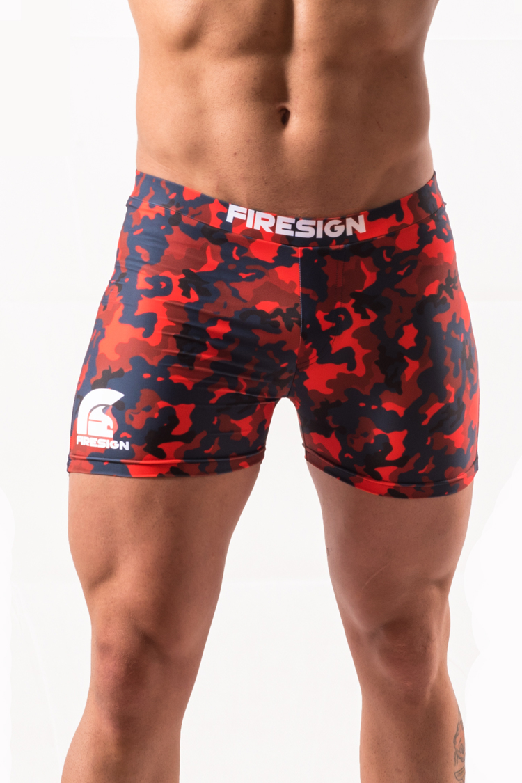 "NAVY BRIEF" - Magma Red Camouflage Swimwear Brief for Man