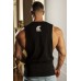 "JUPITER" - Black Sleeveless Vest with White Logo Print - Loose Fit