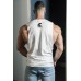 "JUPITER" - White Sleeveless Vest with Black Logo Print - Loose Fit